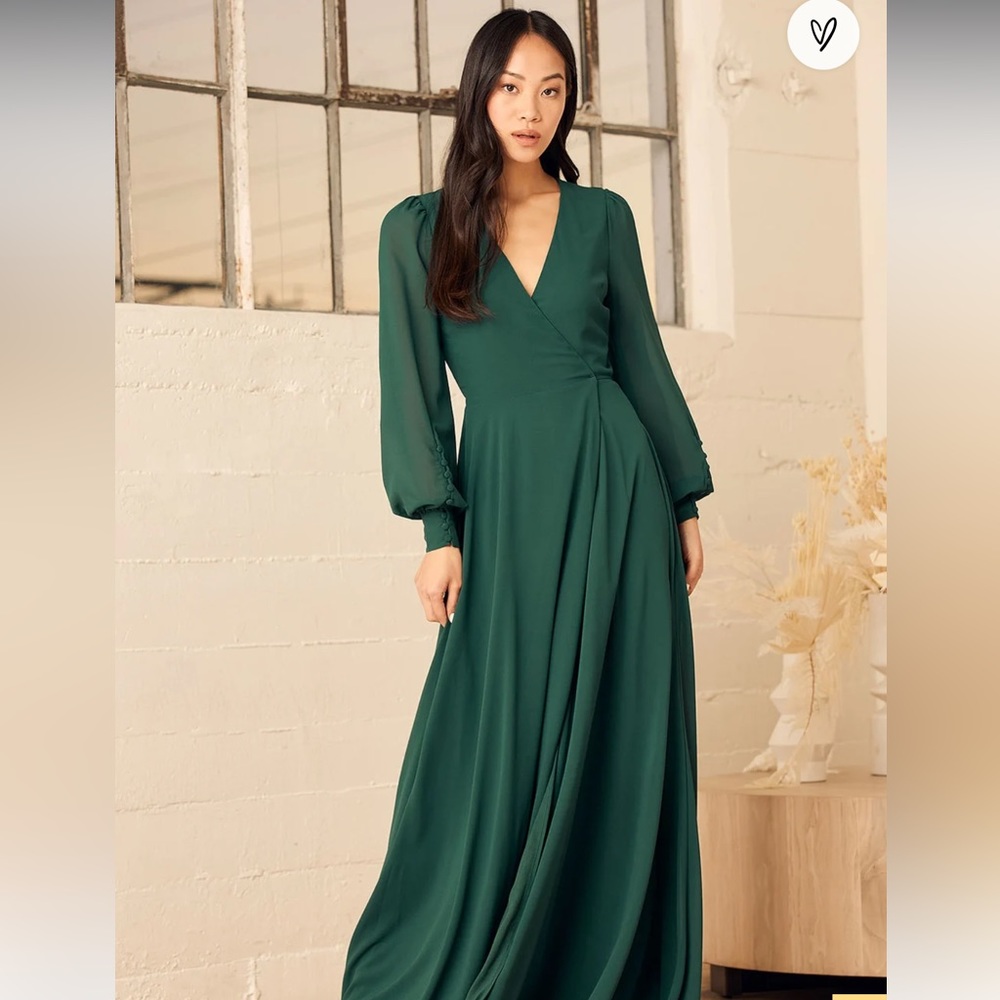 COPY - NWOT Lulus My Whole Heart Emerald Green Wrap Dress